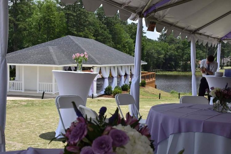 View of banquet seating at clubhouse gathering